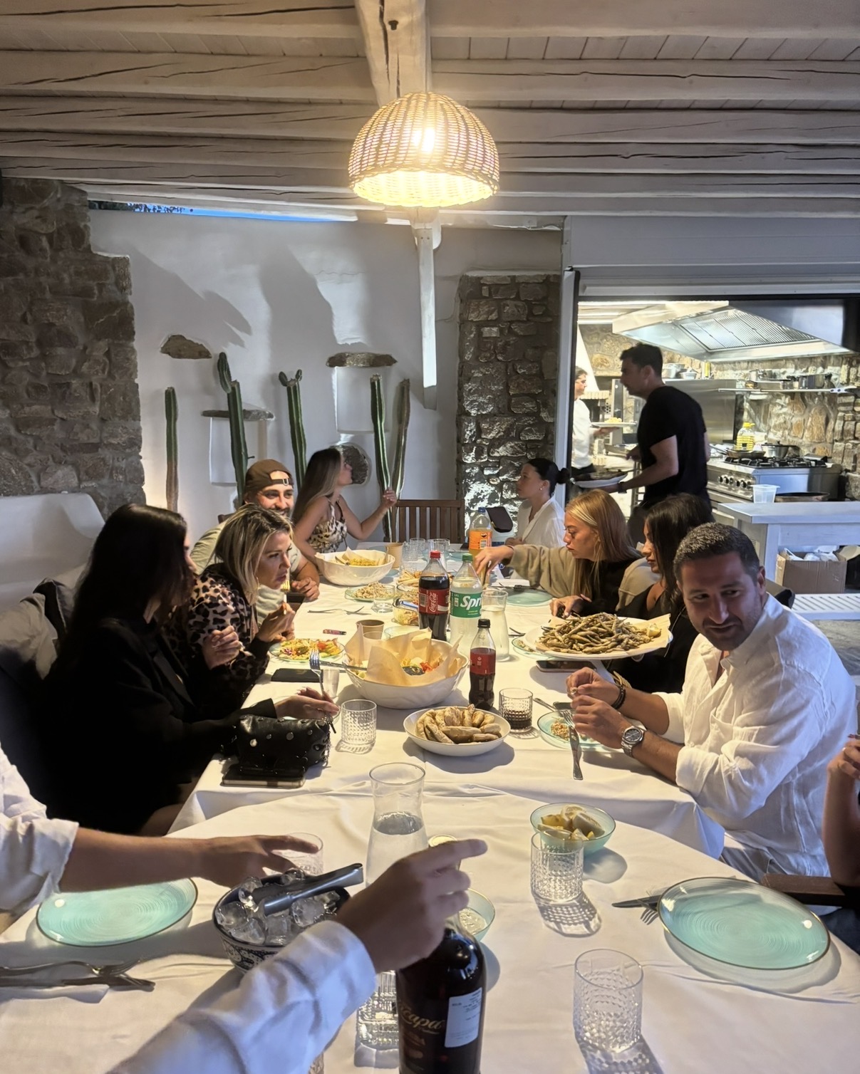 Long table dinner shared with the group at a local taverna